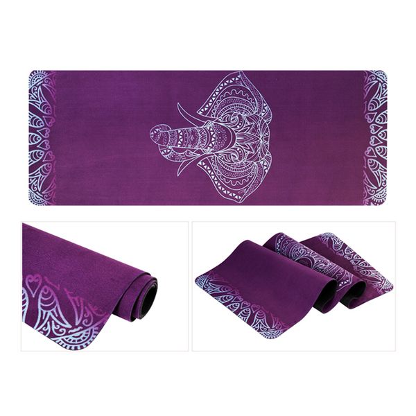 

violet printed suede (microfiber) yoga mats 183*68cm *5mm anti slip printed natural rubber yoga mats