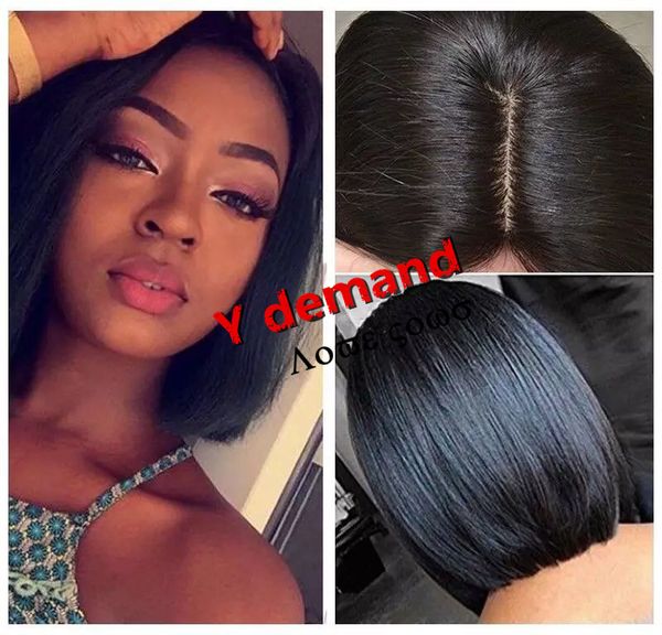 

y demand middle part black hair bob wigs short straight heat resistant synthetic fiber wig women natural hair halloween costume fashion y