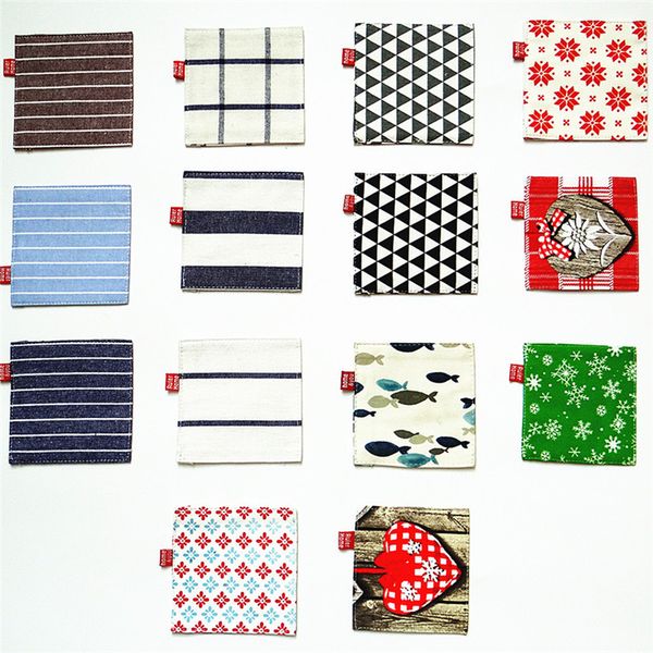 

11*11cm a variety of styles japanese style household cotton and linen fabric table waterproof double layer coaster insulation