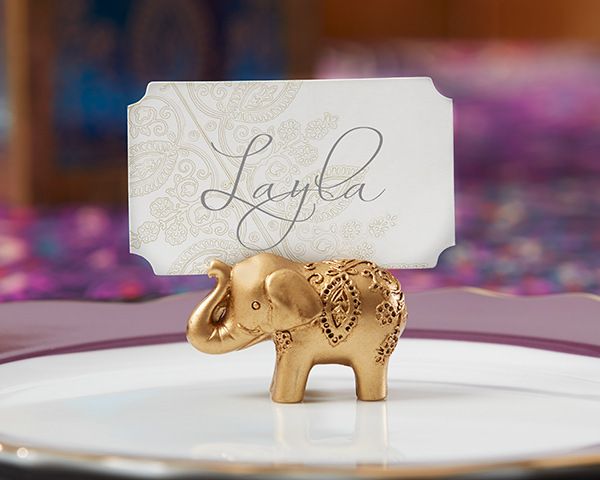 

100pcs/lot wedding favor party favors lucky golden elephant place name card holder table decoration lin4813