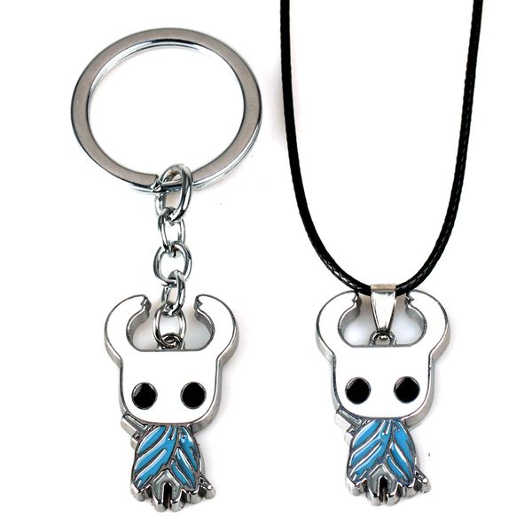 

game hollow knight cosplay keychain pendant necklace fashion funny novelty alloy keyrings brelok do kluczy acessorios kids gifts, Silver