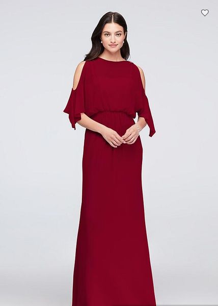 

Free Shipping 2018 New Arrival 4XLF19712 Blouson Cold-Shoulder Chiffon Bridesmaid Dress Custom Made Bridesmaid Dress