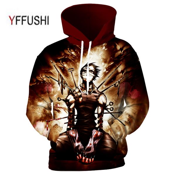 

yffushi 2018 drop shipping anime 3d hoodies funny print men women hoodies street wear casual pockets sweatshirt plus size 5xl, Black