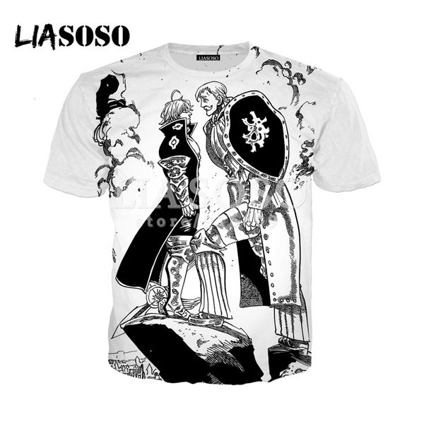 

lio новое аниме nanatsu нет taizai семь смертных грехов escanor 3d печати футболка / толстовка / толстовка косплей унисекс футболка g2199, White;black