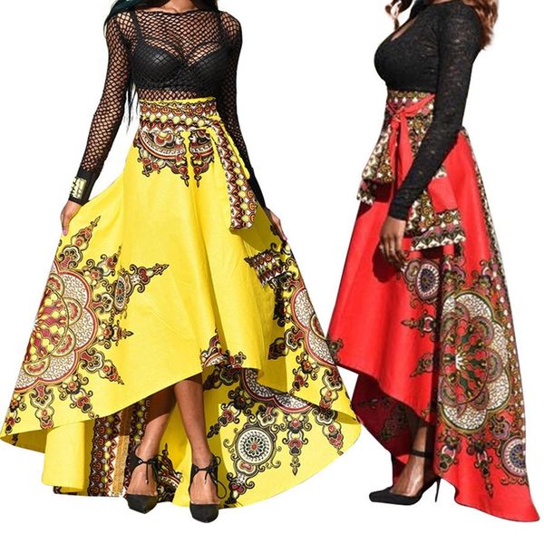 

ethnic pattern irregular women spring summer party banquet long umbrella skirt fashion casual hot, Black