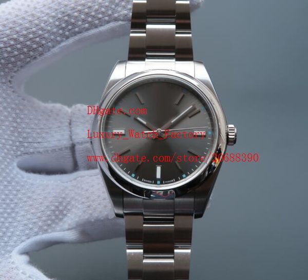 

luxury sapphire perpetual 39mm no date steel domed gray dial 114300 automatic mechanical mens men's watch watches, Slivery;brown