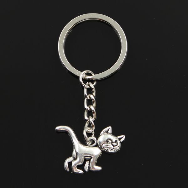 

fashion 30mm key ring metal key chain keychain jewelry antique silver plated cat 30*22mm pendant