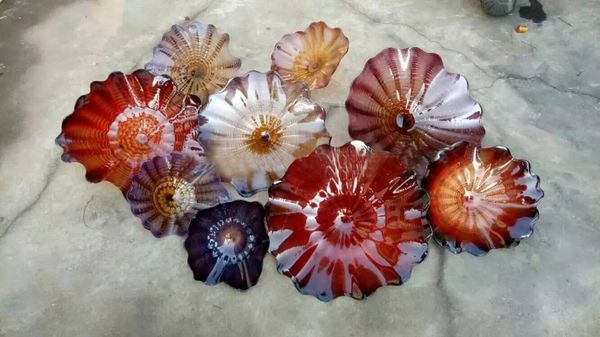 

murano glass flower plates wall art colored glass hanging plates anqique style wall art for museum l home decoration