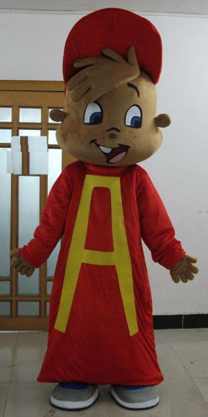 

2018 a brown chipmunk mascot costume with a red hat for to wear, Red;yellow