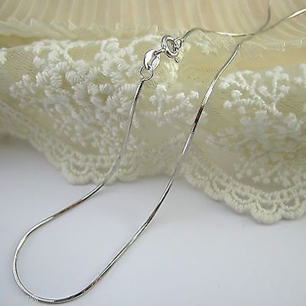 

18 inch real au750 18k white gold necklace womens mens 1mm snake link chain, Silver