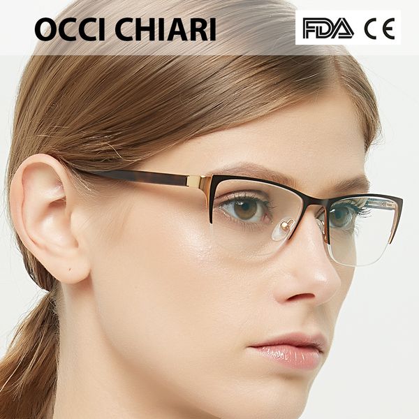 

occi chiari women eyeglasses spectacles oculos half rim 2018 fashion acetate myopia clear lens eye glasses frames w-comite, Silver