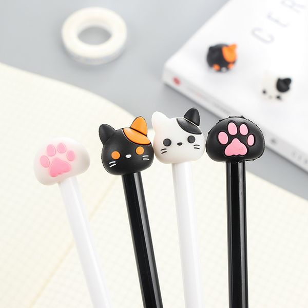 

8 pcs/lot kawaii cat footprint gel pens for writing cute black ink signature pen office school supplies canetas lapices