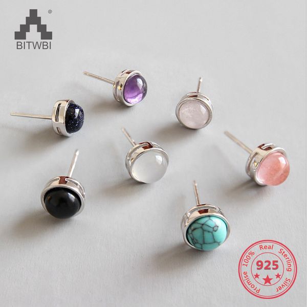 

customizable natural agate crystal turquoises blue sand stone earrings 925 sterling silver women charm jewelry, Golden;silver