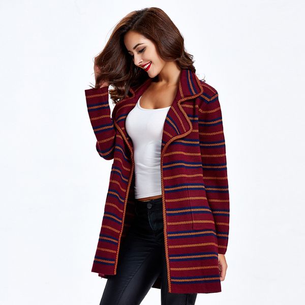 

women fashion euramerica thickened knitted autumn winter sweater long coat sweater jacket woolen mujer coat cardigan, White