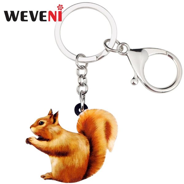 

weveni acrylic cartoon sweet chippy chipmuck key chains keychains rings animal jewelry for women girls ladies handbag car charms, Silver
