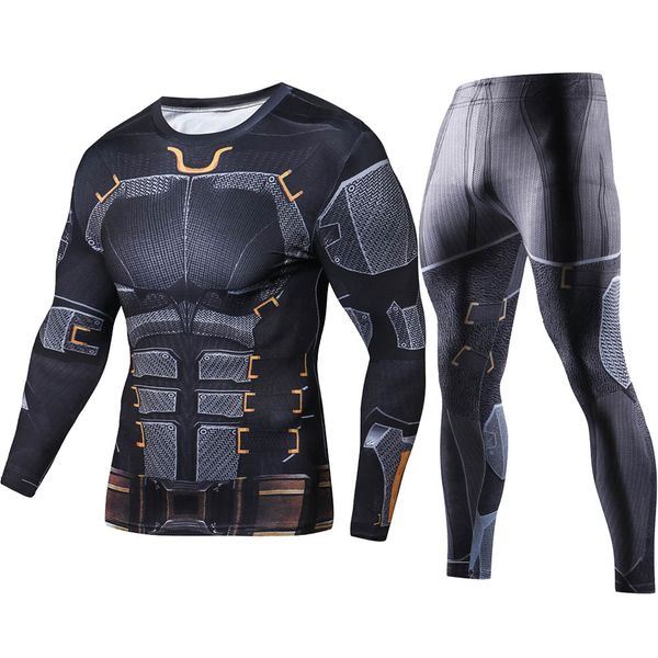 

2018 justice league printed long t shirts set men compression shirts 2018 new crossfit for male cosplay costume stes, White;black