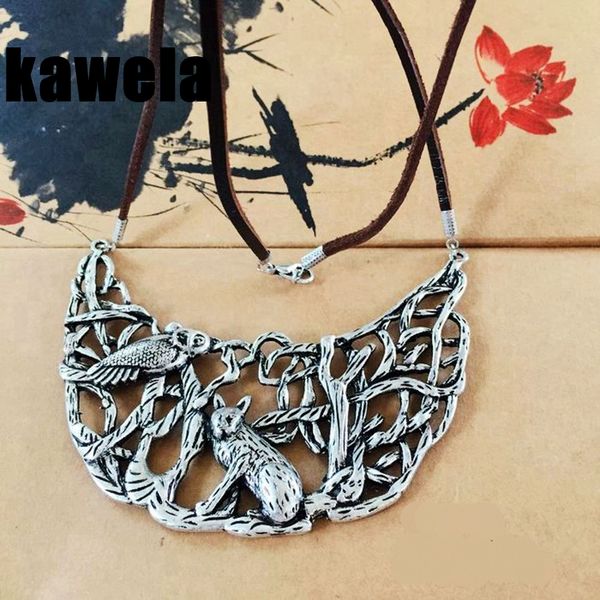 

vintage filigree animal alloy statement leather necklace, Silver