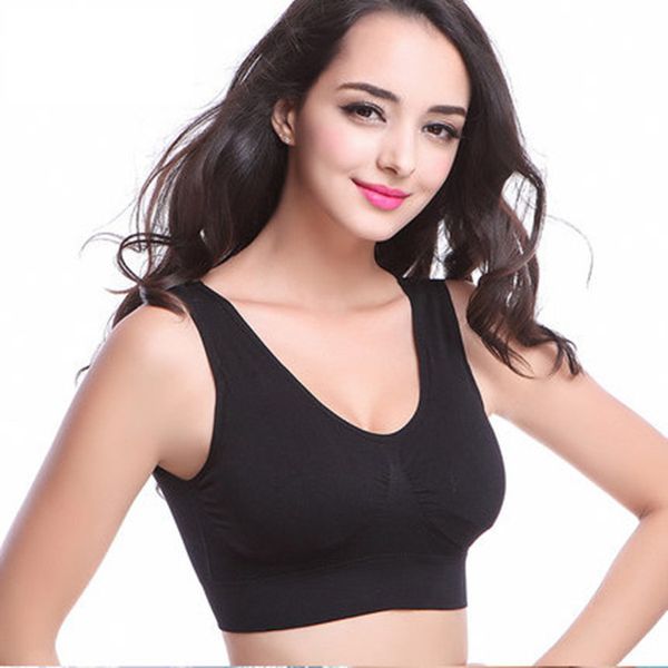 

plus size professional bustier sports bra running gym fitness crop workout tank women padded yoga sports brassiere 3xl, White;black