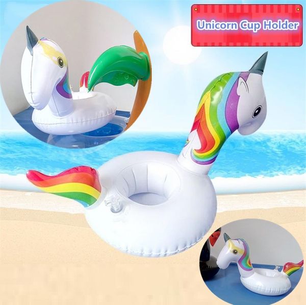 

New et unicorn inflatable cup floating coa ter drink holder tand pool can party bath floating toy upplie unicorn cup holder i306