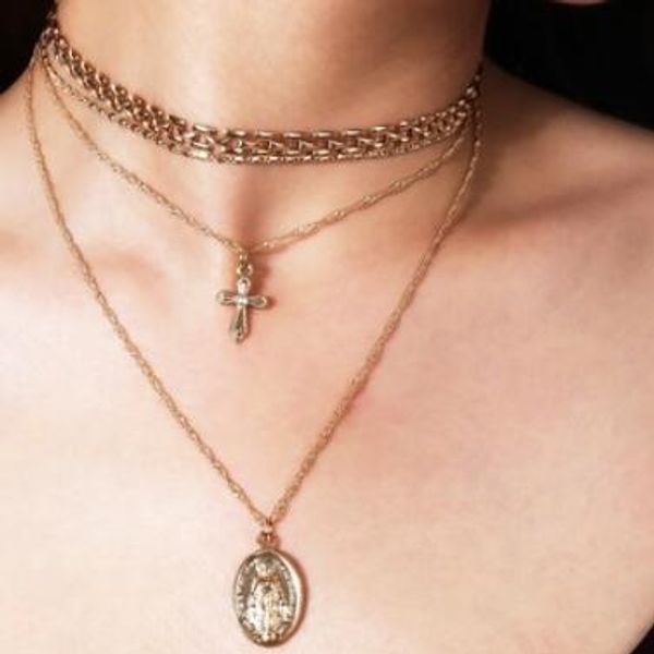 

designer jewelry women's necklace jesus cross multiple collars cross pendant necklace fashion of shipping, Silver