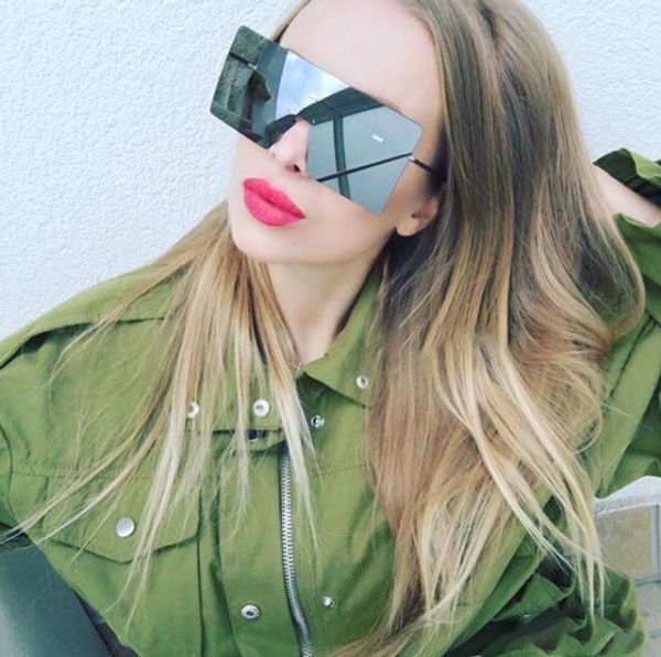 

one large rimless sunglasses 2018 new sunglasses women men silver mirror shades fashion brand sun glasses female uv400, White;black