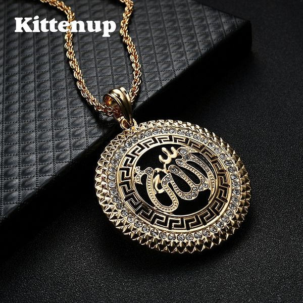 

kittenup new fashion religion totem round pendant necklace arab muslim the quran jewelry gifts gold color, Silver