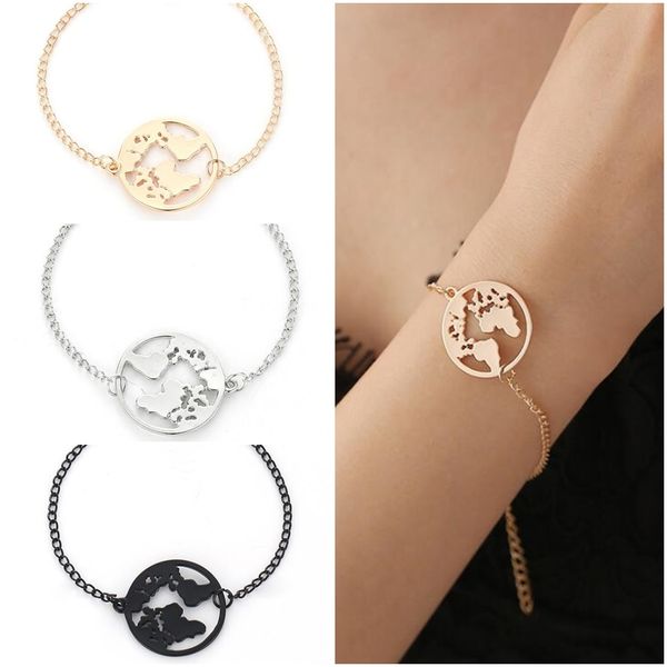 

3 colors alloy femela bracelets for women round pendant beach jewelry earth day gifts diy christmas accessories 2019, Golden;silver
