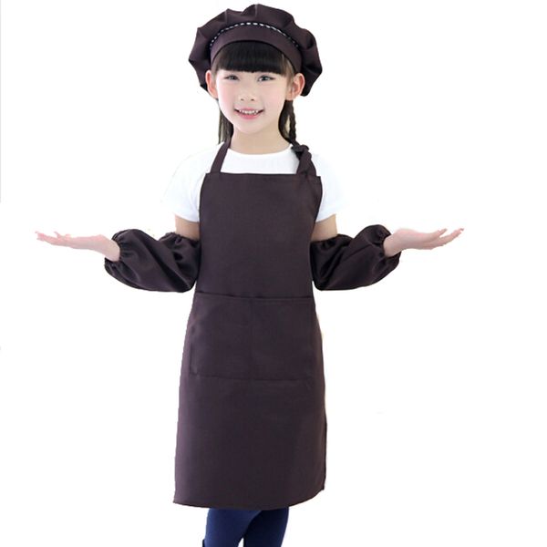 

apron for children child kids sleeves hat set big pocket kitchen baking painting cooking craft art bib apron print logo etwq001
