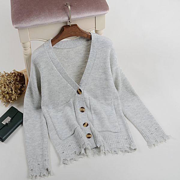 

2018 autumn/winter fashion cardigan knitting tassel v-neck cardigan mohair wool sweater coat, White;black