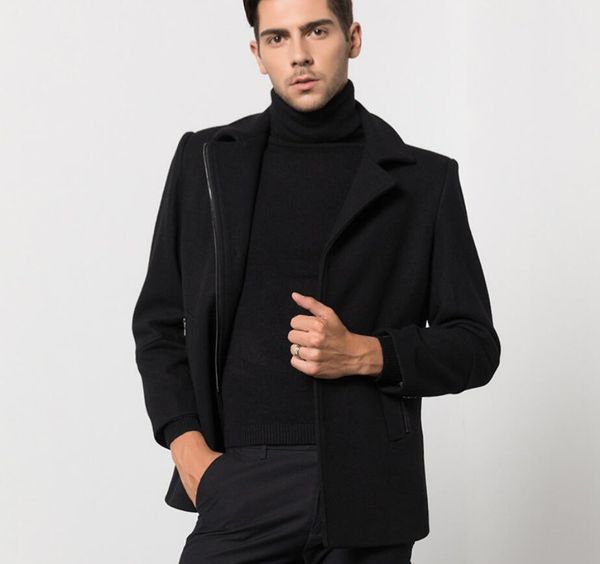 

m-xxxl 2018 new men's business casual woolen coat gd hair stylist long section woolen coat male clothing plus size, Black