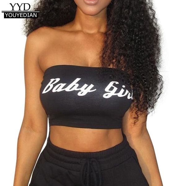 

2018 sexy strappy tube топы для женщин письмо печати случайные короткие ремешками обрезанные топы жилет холтер haut femme 305, White