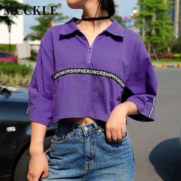 

mcckle women harajuku short crop t-shirts 2018 half sleeve casual loose letter printed female fashion punk rock clothes, White
