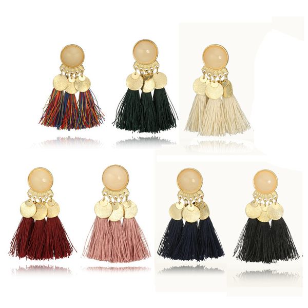 

Bohemian Sequins Tassel Earrings for Women Wedding Party Acrylic Beads Statement Drop Earrings Long
