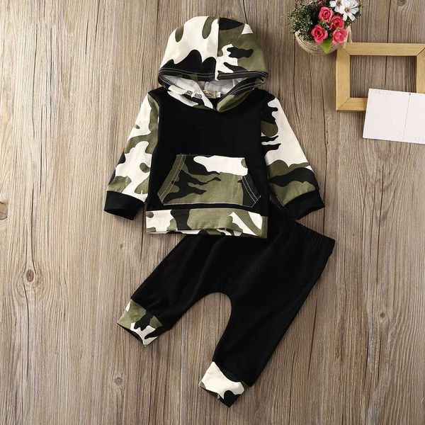 

toddler baby kids boys camo hooded long sleeve pants 2pcs outfits set casual autumn clothes 3-24 months, White