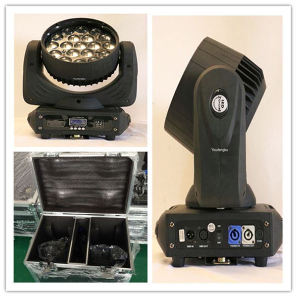 

2 pieces 19x10w led moving head disco light rgbw 4in1 zoom led wash moving head beam light zoom moving lights with road case