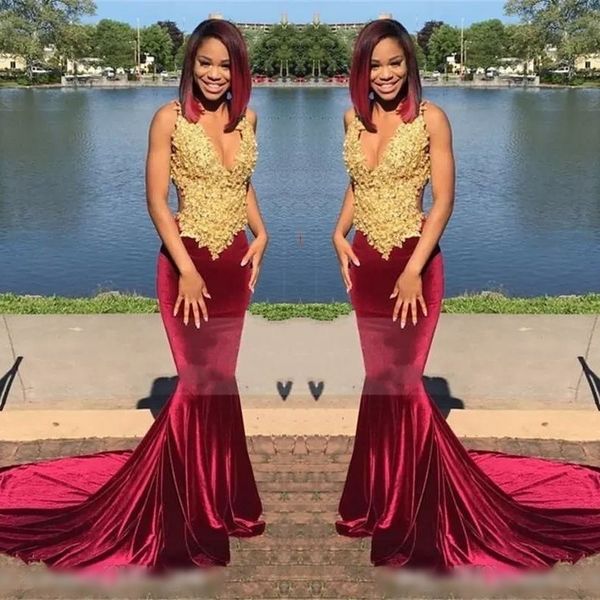 

plus size burgundy african prom dresses 2021 mermaid gold lace evening dress plus size, Black