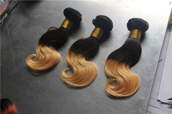 Jet Black Bleach Blonde Two Kinds Of Color Brazilian Body Wave