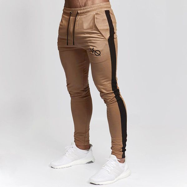 

jogging mens joggers fitness running pants striped bodybuilding hiking sweatpants gym training pants slim trousers sportswear, Black;blue