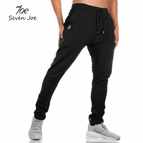 

seven joe new sweatpants men's solid workout bodybuilding clothing casual gyms fitness sweatpants joggers pants skinny trousers, Black