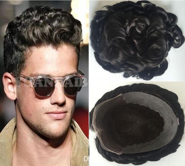 

human hair natural hairline lace front afro curl toupee black color 32mm wave full pu toupee q6 hair replacement for men ing