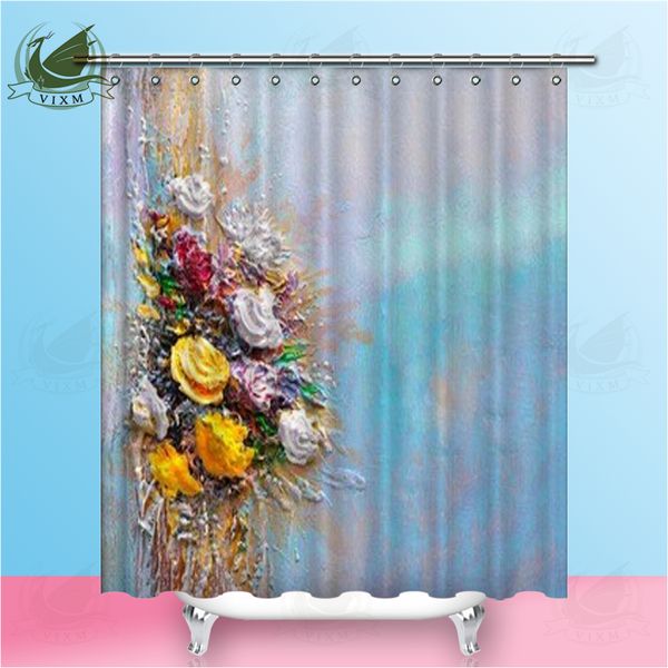 2019 Vixm Oil Painting Impressionist Style Shower Curtains Forest