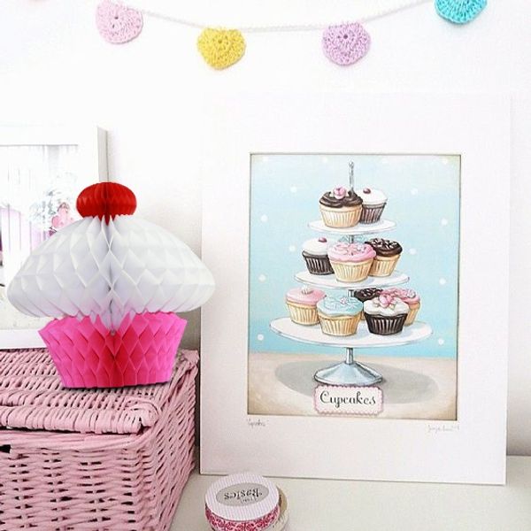 

new design 10pc 20cm tissue paper cupcake kids birthday party decoration hanging cupcake bauble pendant summer garden