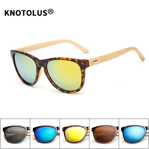 

knotolus handcraft bamboo sunglasses men female blue lens uv400 wholesale goggles fashion accessories, White;black