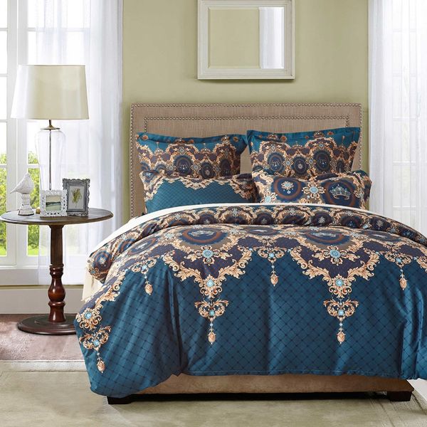 

classical european crown pendant grid plaids paern bedding duvet cover set with pillow case sham uk us size
