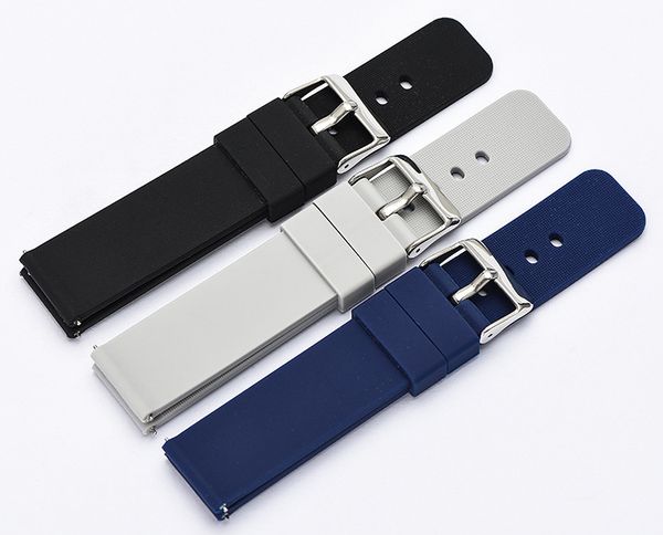 

kzfashion silicone strap scrub pins switch ears universal soft strap 20mm blue/black/white 2018, Black;brown