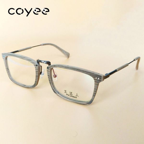 

coyee fashion wood grain acetate eyeglass frames women men rx optic eyewear square frame full-rim spectacles glass, Silver