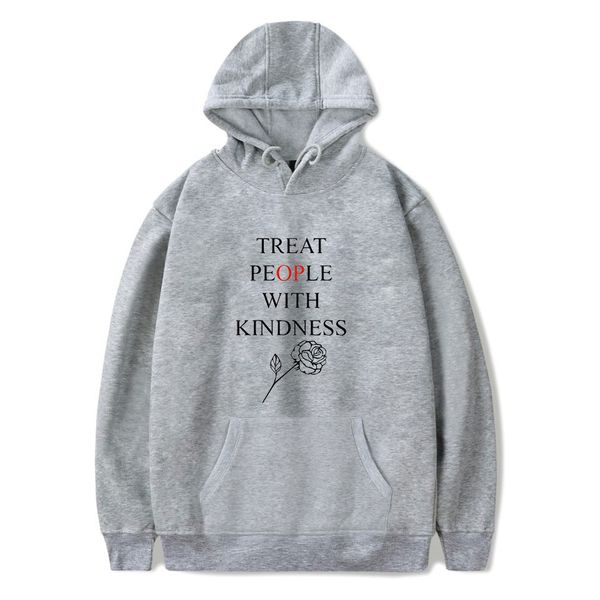 

men's hoodies & sweatshirts mens hip hop man women letter floral print hooded treat people with kindness winter male, Black