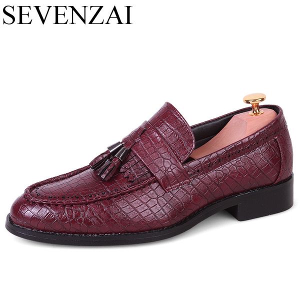 

men italian tassel leather shoes men brand dress formal footwear homme snake skin flats male oxford shoes for, Black