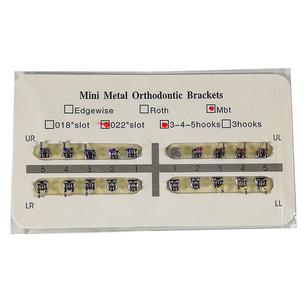 

Ортодонтический кронштейн Dental Mini MBT 022 «Слот 3-4-5 крючков Металл AAA Quality
