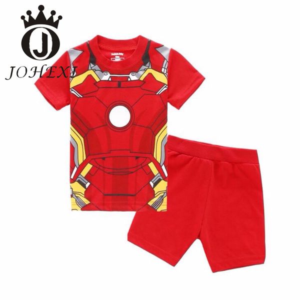 

johexi cartoon design red boy kid sleepwear 100% cotton boys kid pajamas children / short regular round neck sleepwear 1pcs, Blue;red